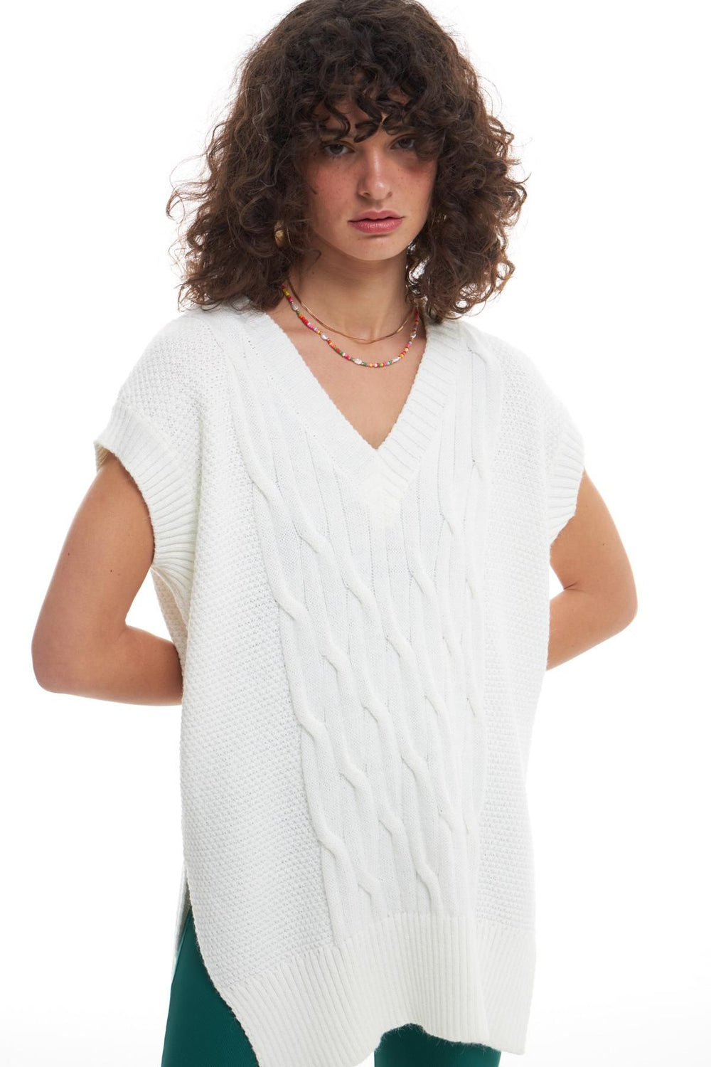 V Neck Oversize Sweater Ecru