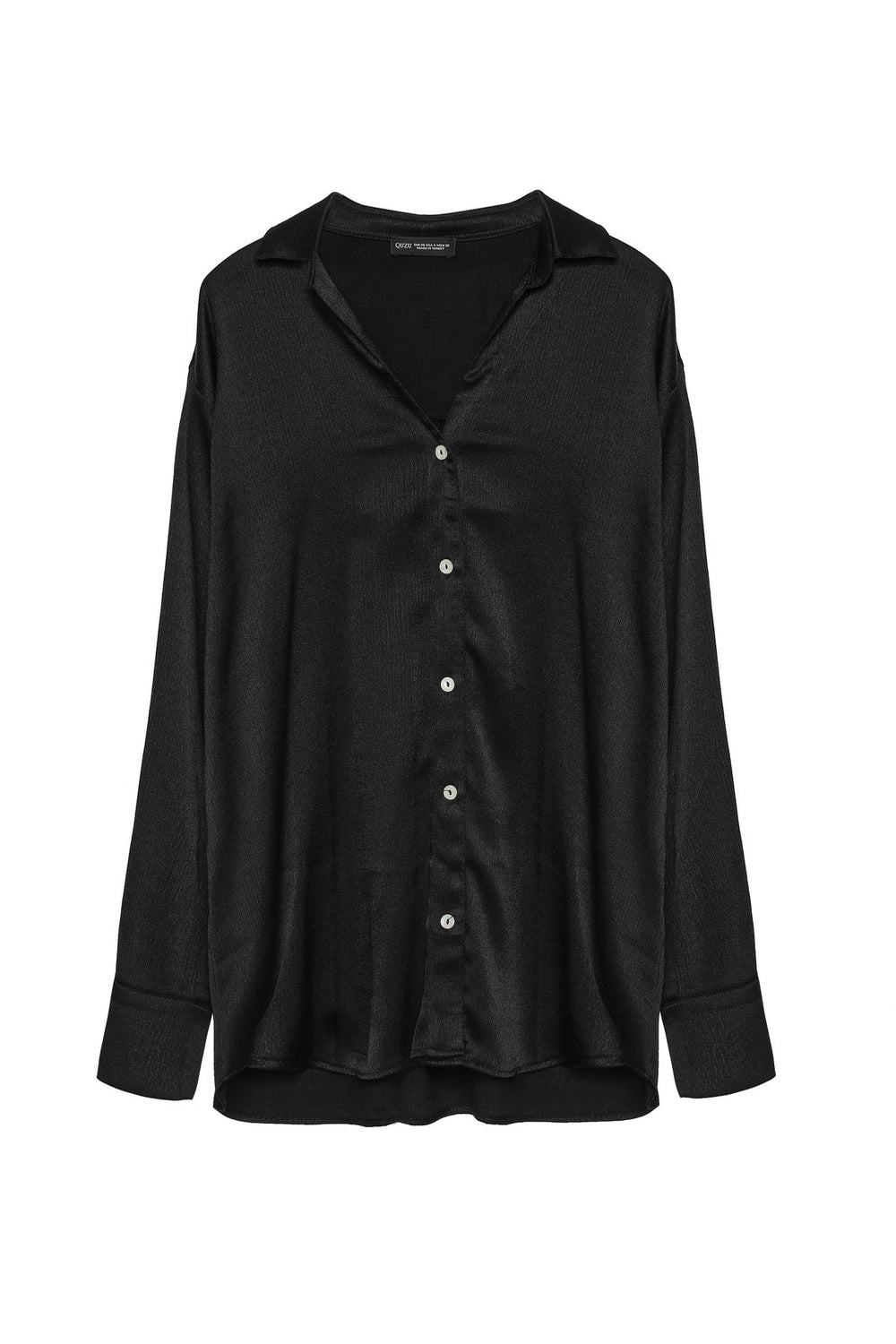 V-Neck Buttoned Shirt Black