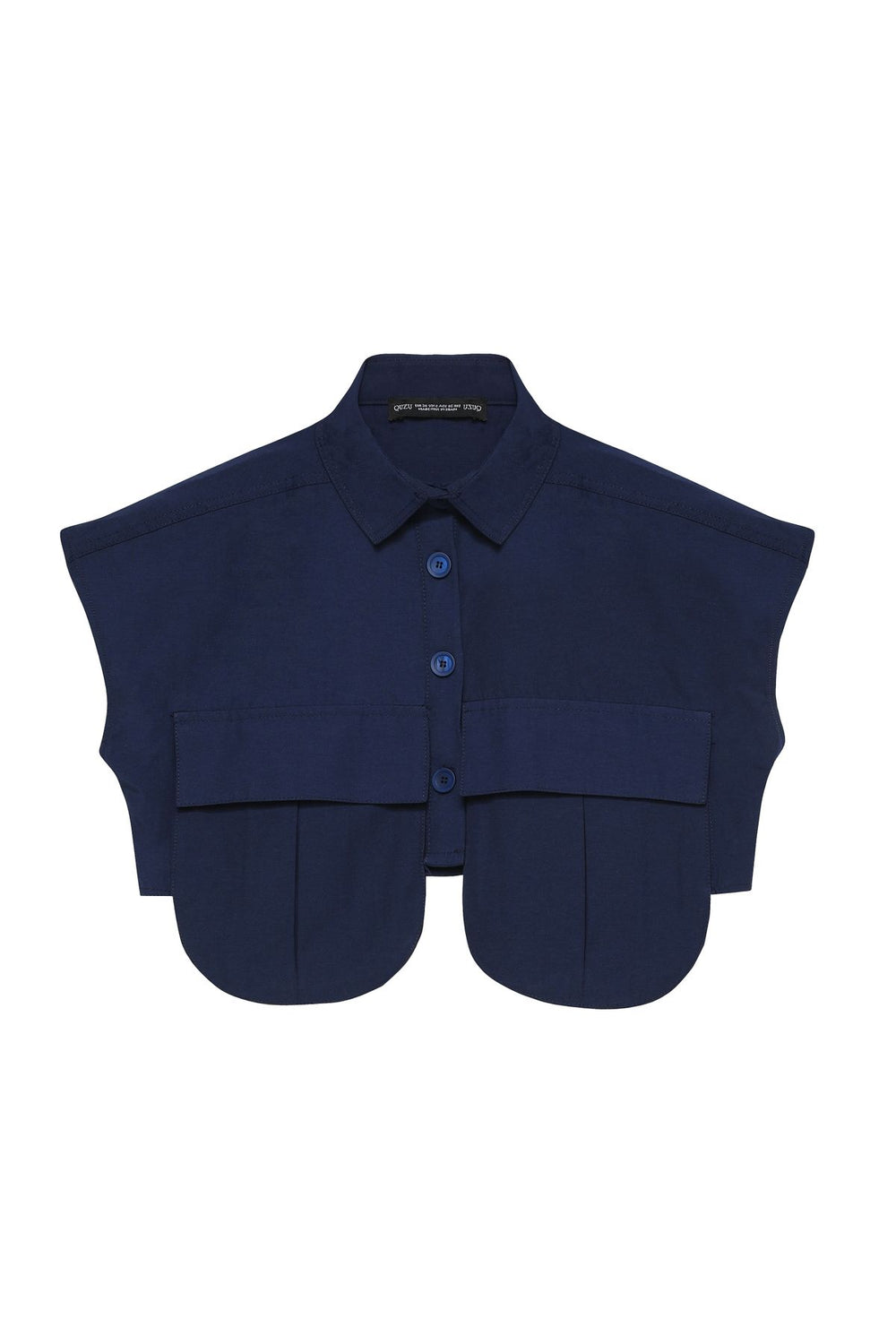 Sleeveless Crop Shirt with Cargo Pockets Navy