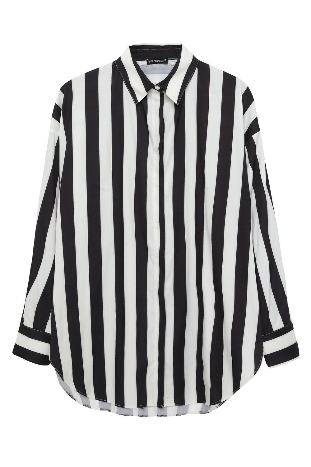 Color Blocked Striped Oversize Shirt Black