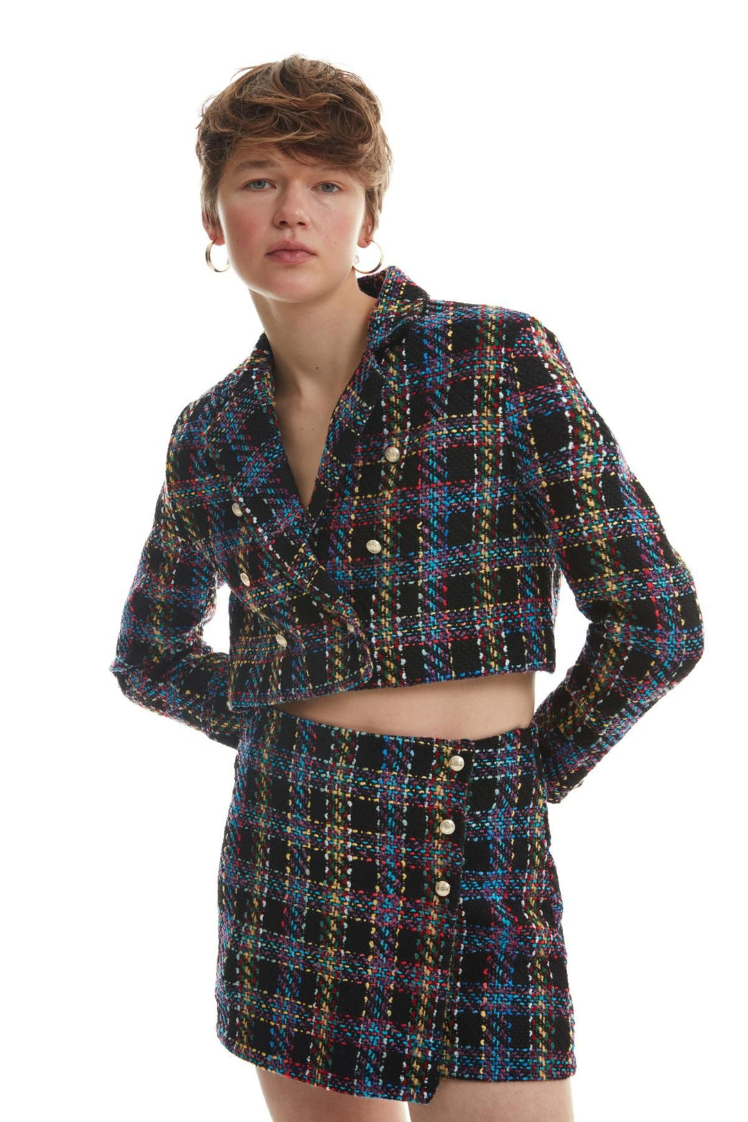 Düğme Detaylı Tüvit Şort Etek Siyah