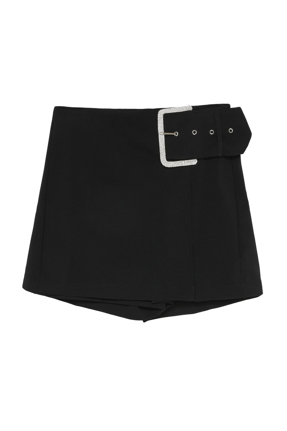 Buckle Detailed Mini Short Skirt Black