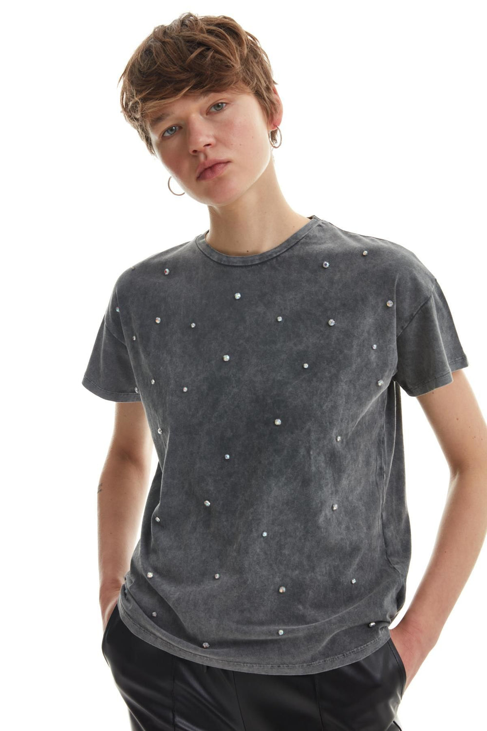 Stone Detailed T-Shirt Anthracite
