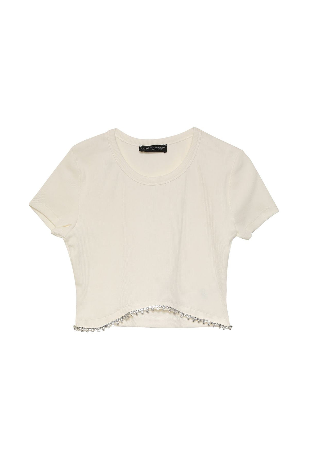 Stone Accessory Crop T-Shirt Ecru