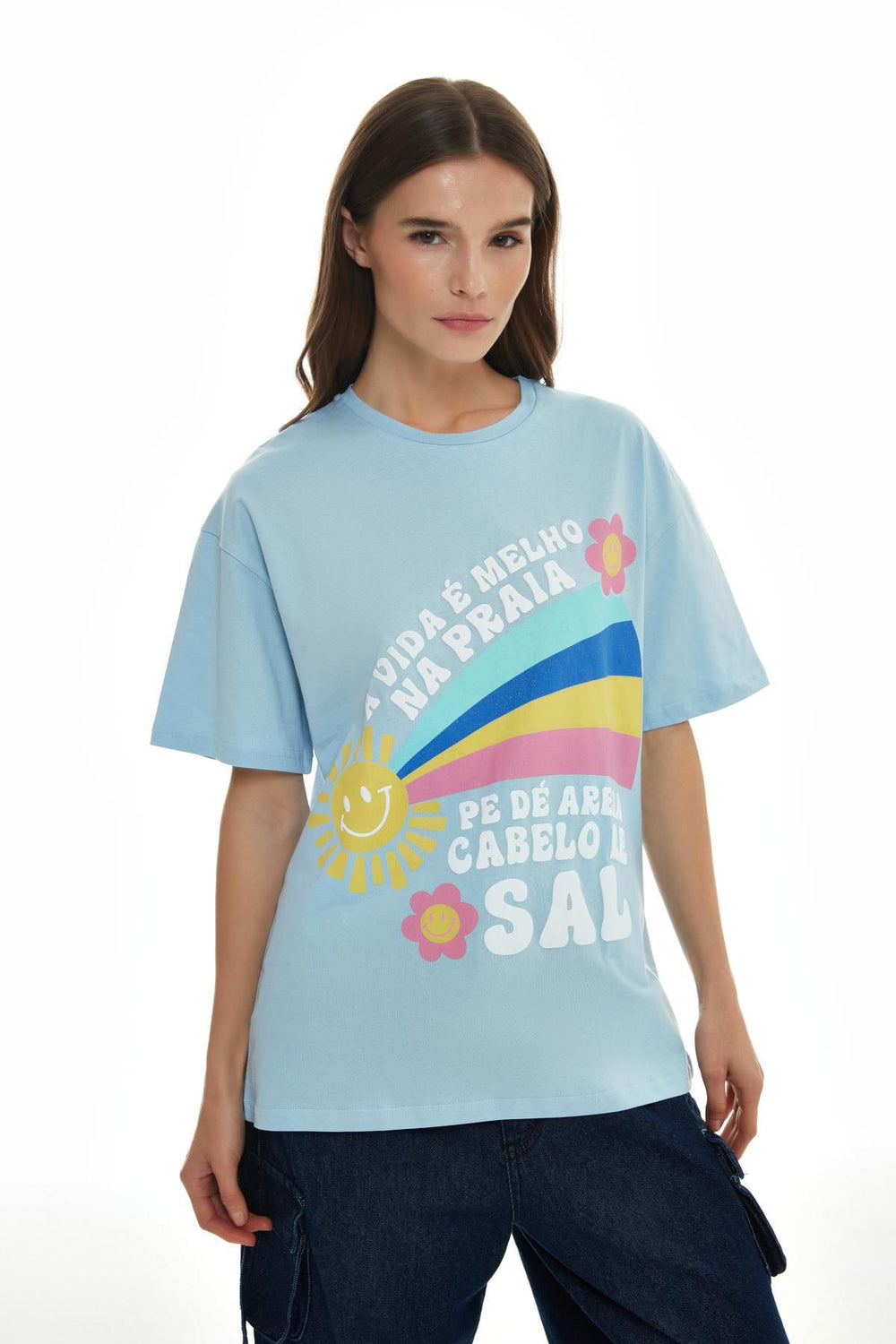 Sun Patterned T-Shirt Blue