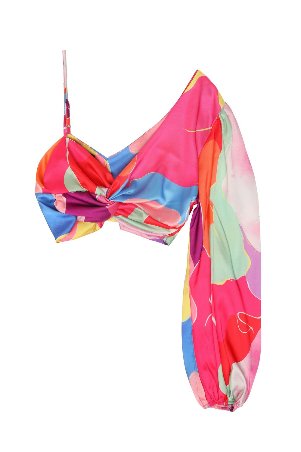 Knot Detailed Satin Blouse Fuchsia