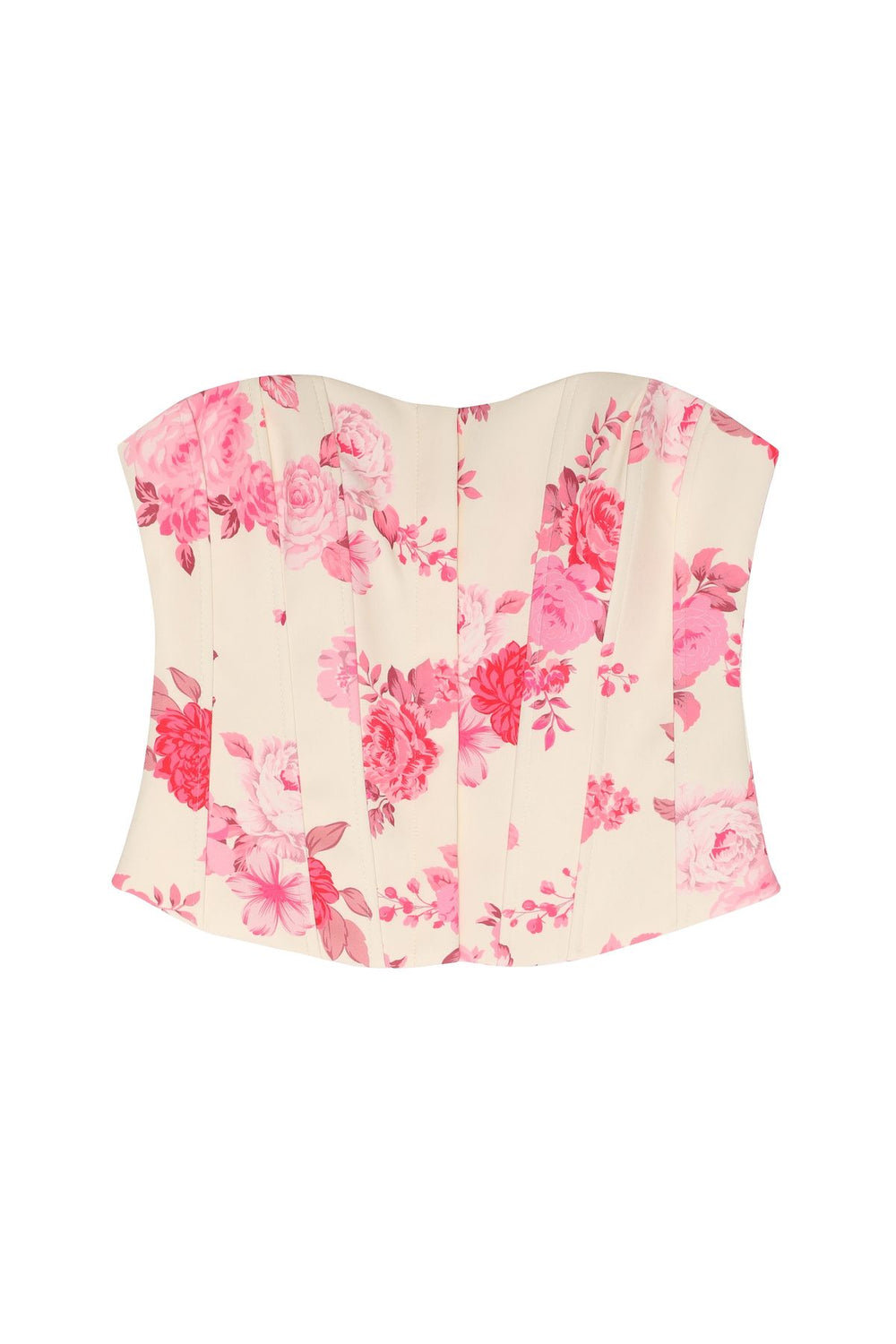 Floral Patterned Underwire Strapless Blouse Pink