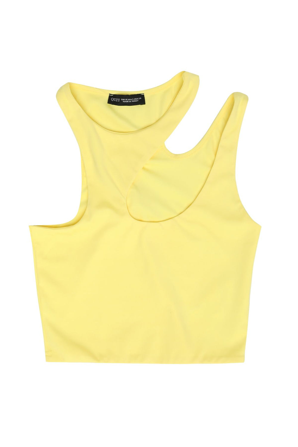 Cut Out Crop Blouse Yellow