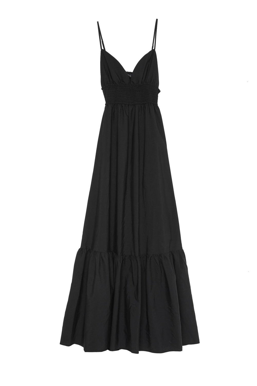 Low-cut Backless Waisted Long Dress Black – QUZU
