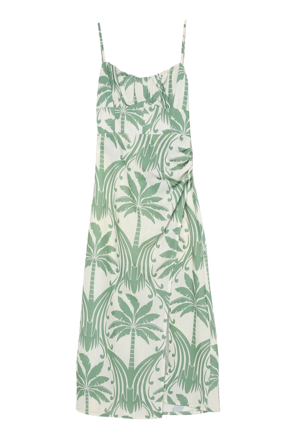Patterned Slit Detailed Midi Dress Green