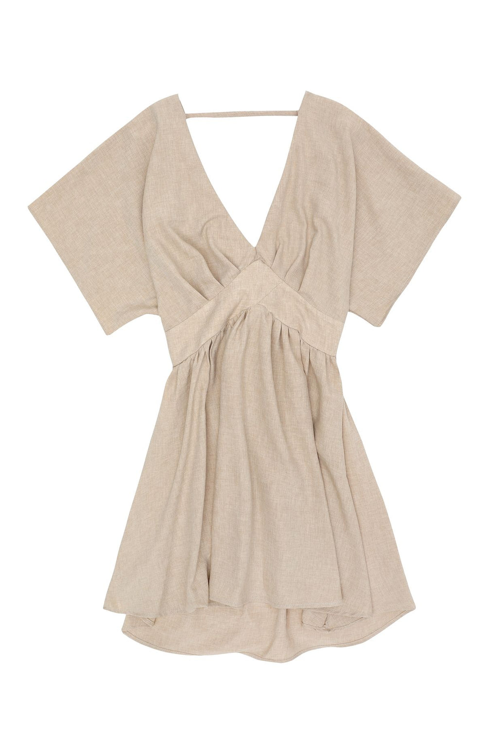 Backless V-Neck Mini Dress Stone
