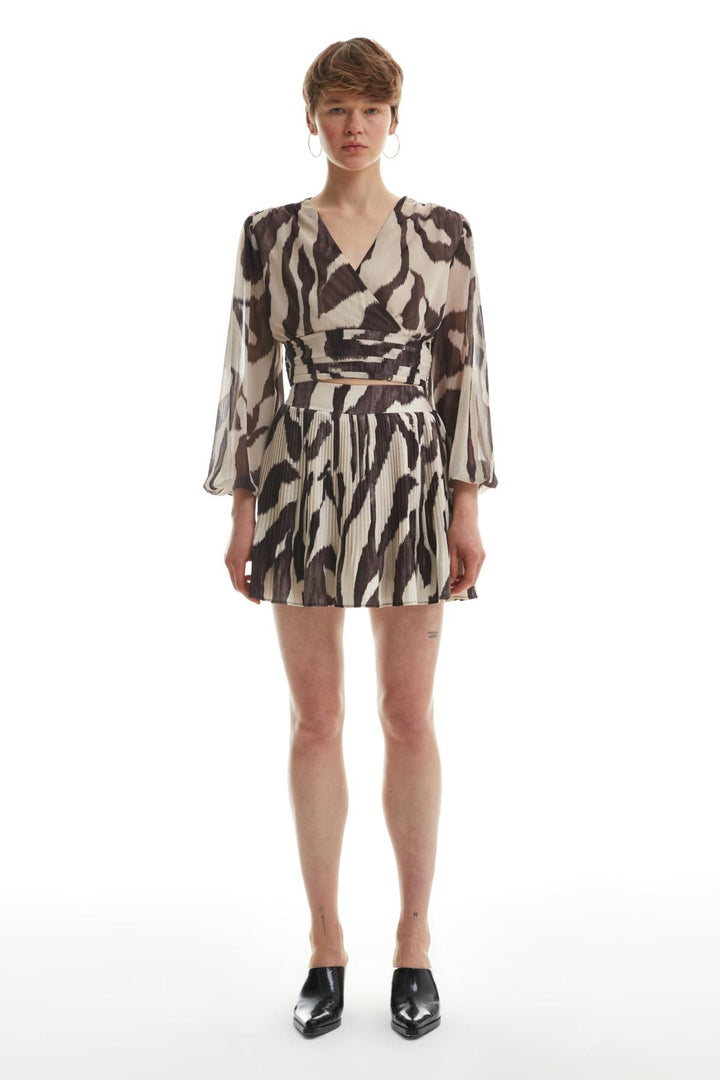 Patterned Skirt With Shorts Stone