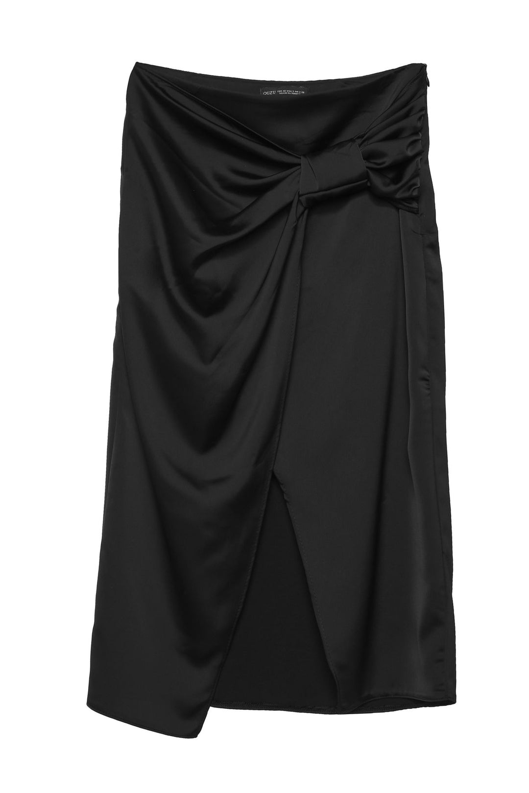 Knot Detailed Satin Skirt Black