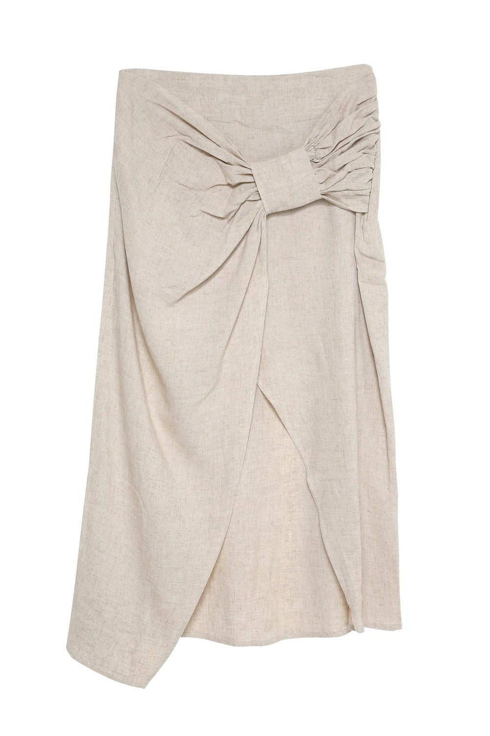 Wrapped Detailed Linen Skirt Natural