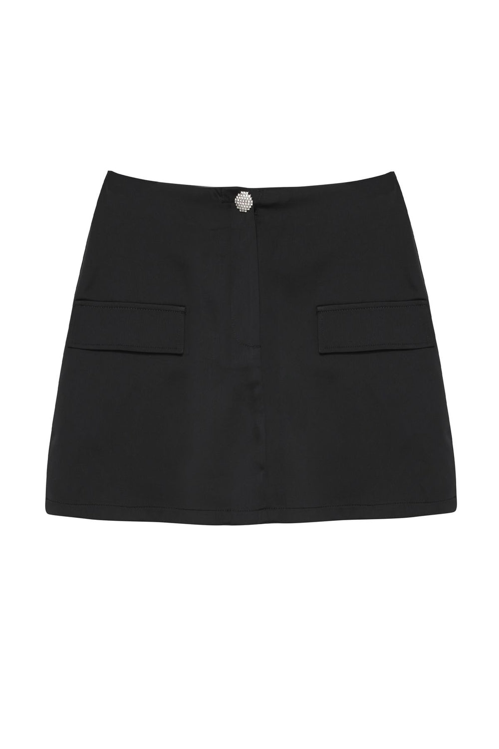 Pocket Detailed Satin Mini Skirt Black