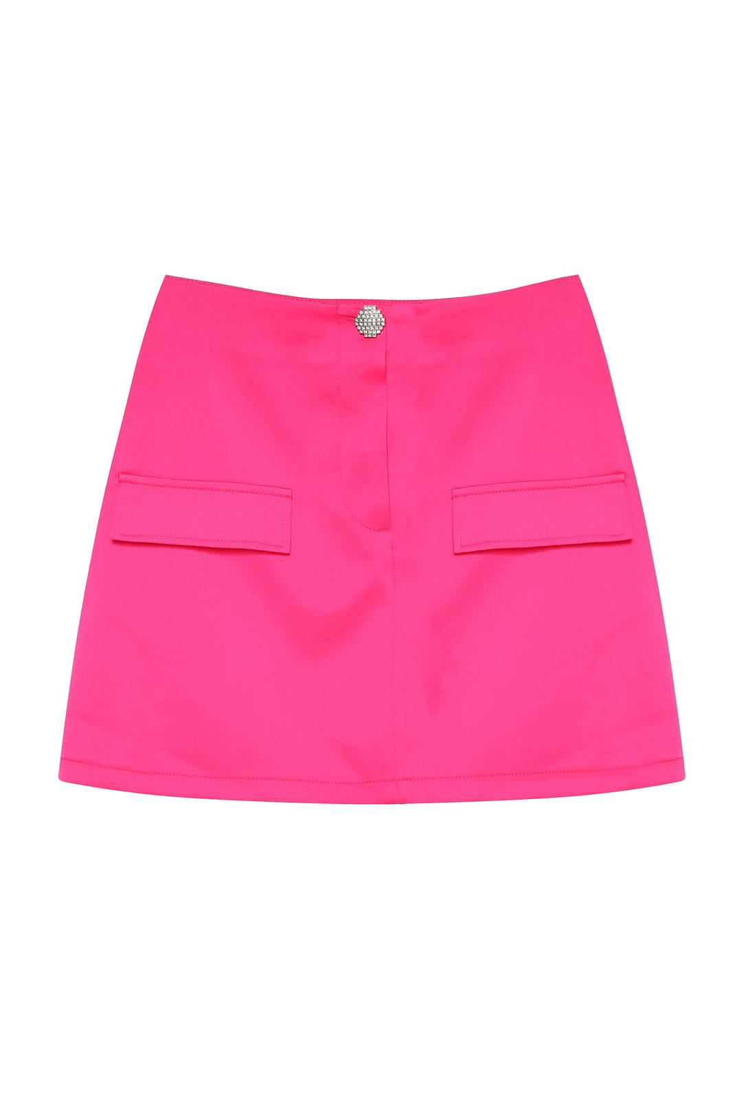 Pocket Detailed Satin Mini Skirt Fuchsia