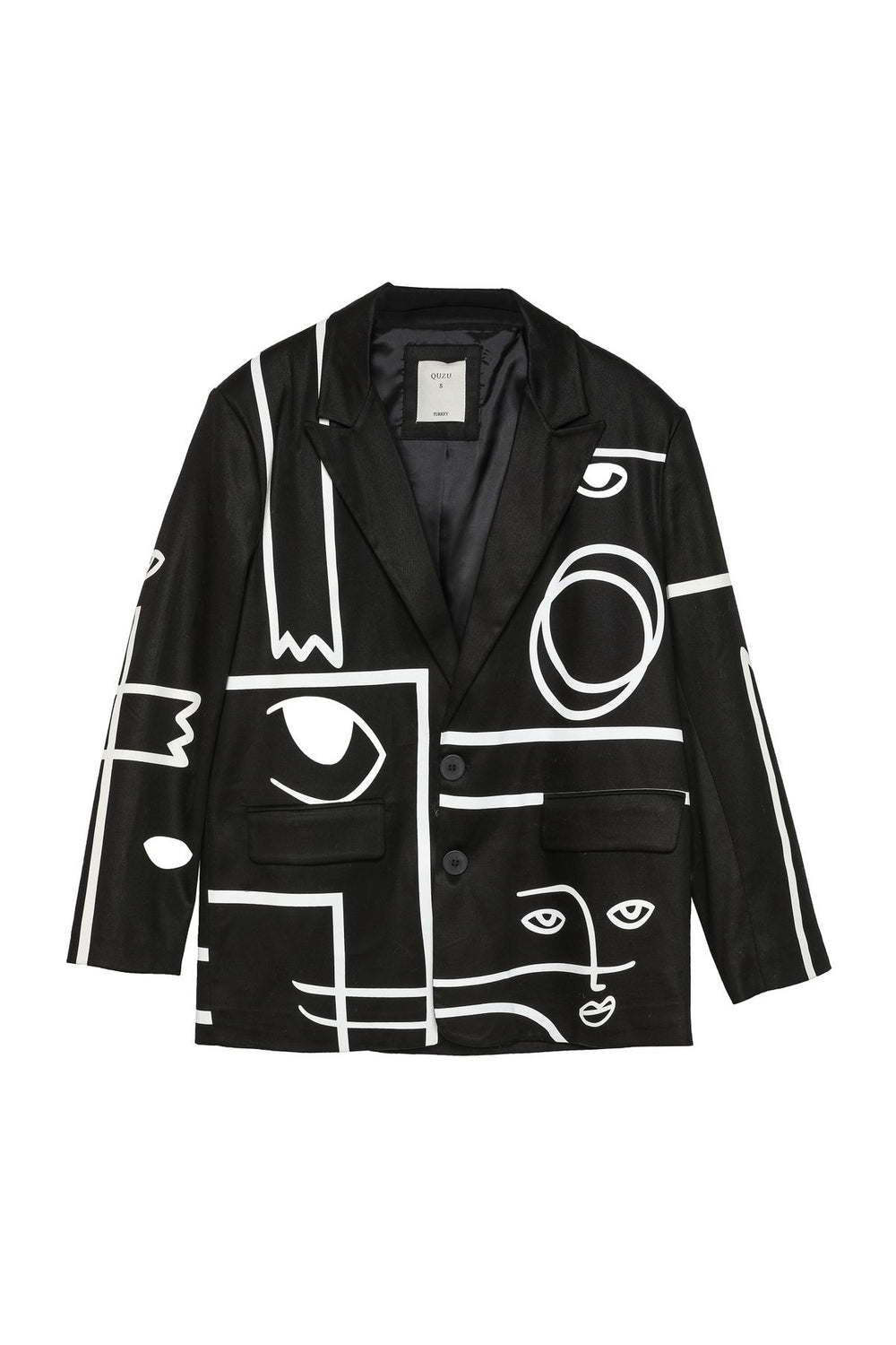 Patterned Blazer Jacket Black