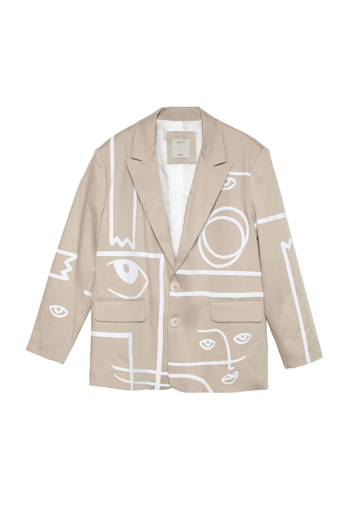 Desenli Blazer Ceket Taş