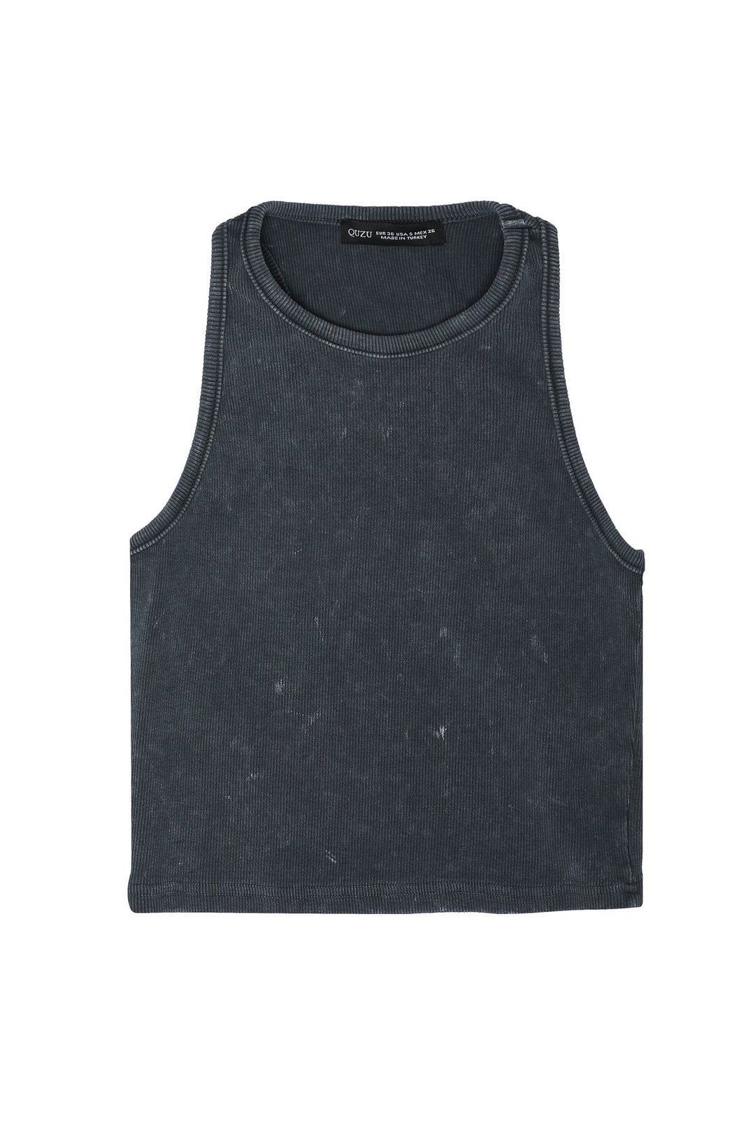 Wash Detail Halter Collar T-Shirt Anthracite
