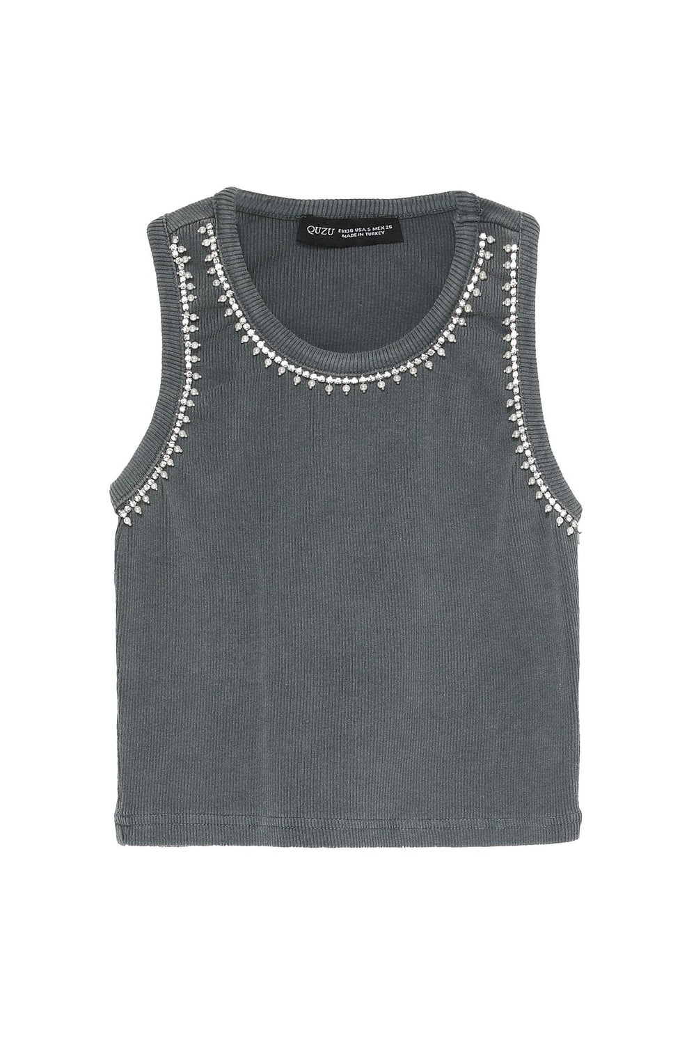 Accessory Detailed Halter Neck Crop T-Shirt Anthracite