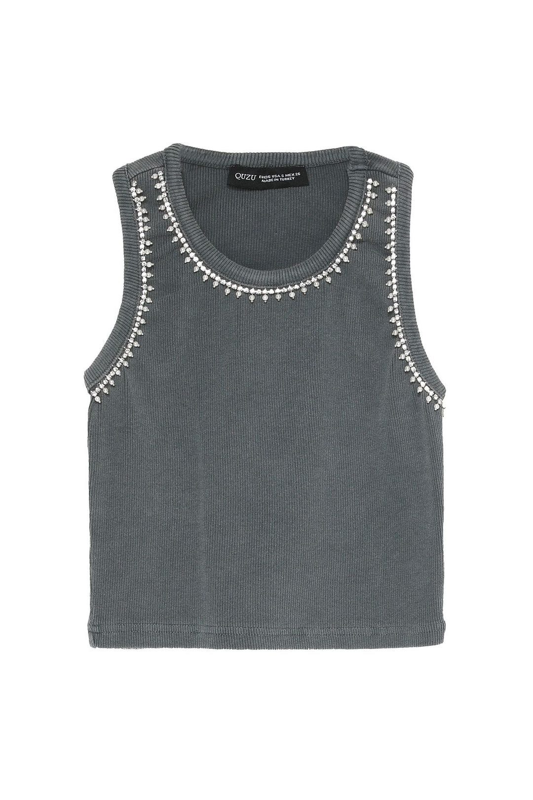 Accessory Detailed Halter Neck Crop T-Shirt Anthracite
