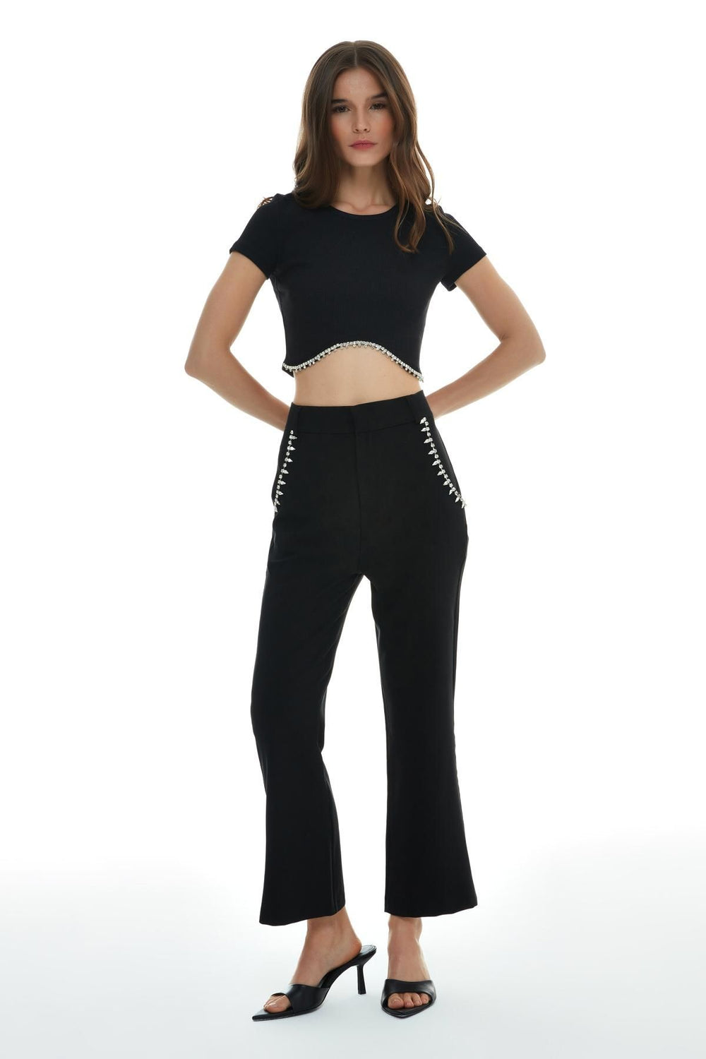 High Waist Trousers Black With Pockets Accessory
