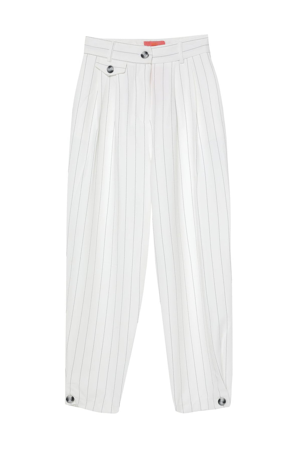 Line Detail Pleated Trousers Ecru