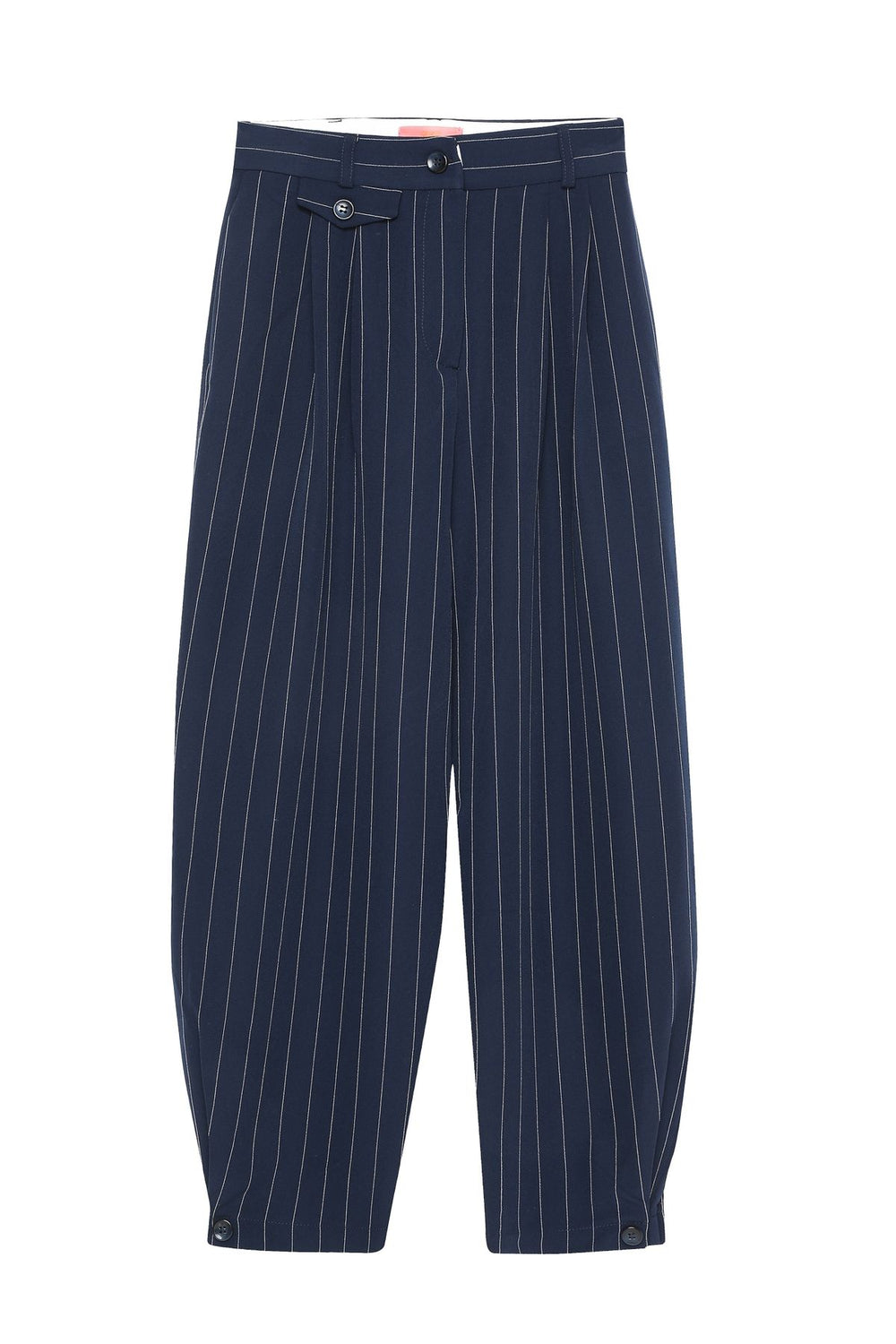 Line Detailed Pleated Trousers Navy