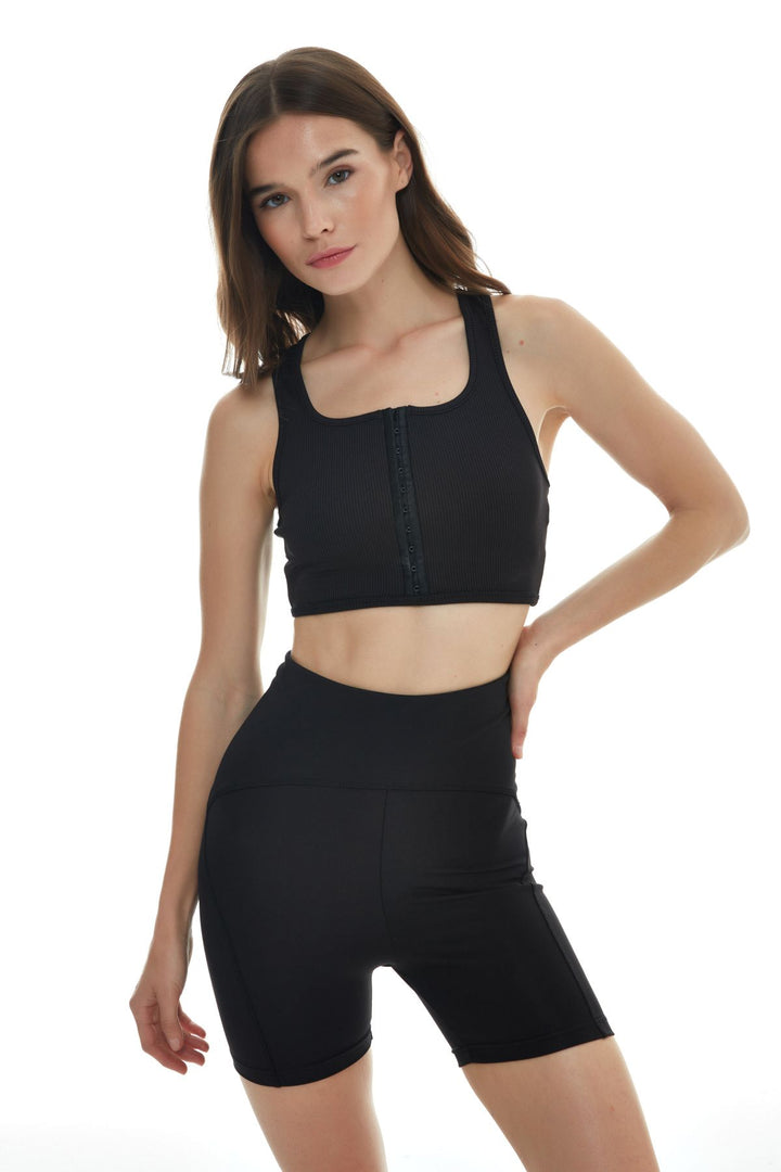 Gathering Biker Leggings Black