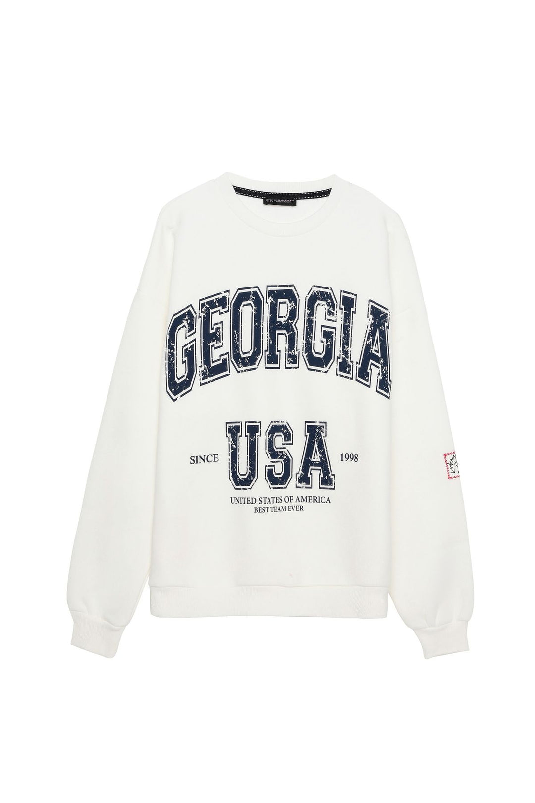 Print Detailed Oversize Sweatshirt Ecru