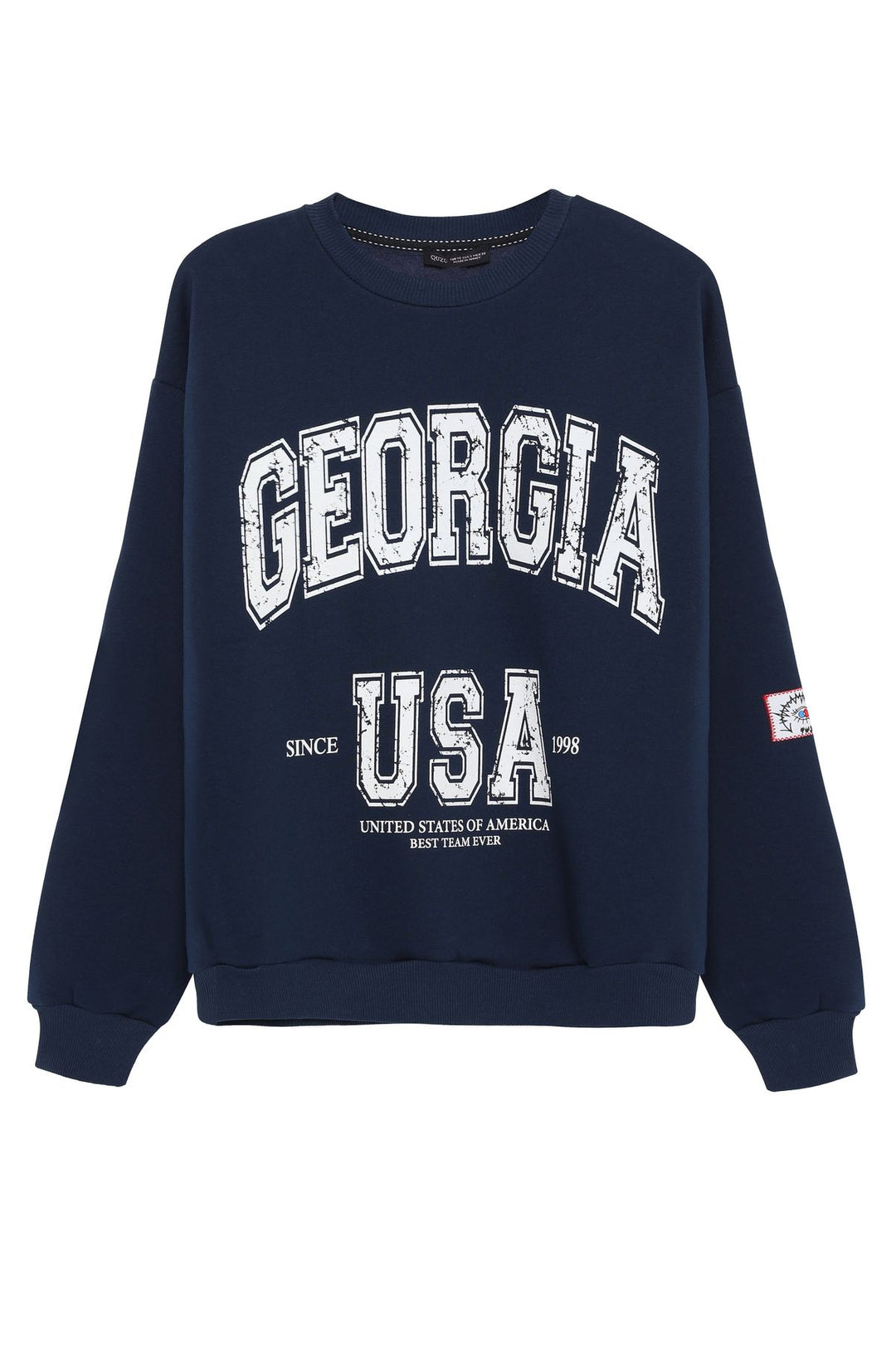 Baskı Detaylı Oversize Sweatshirt Lacivert