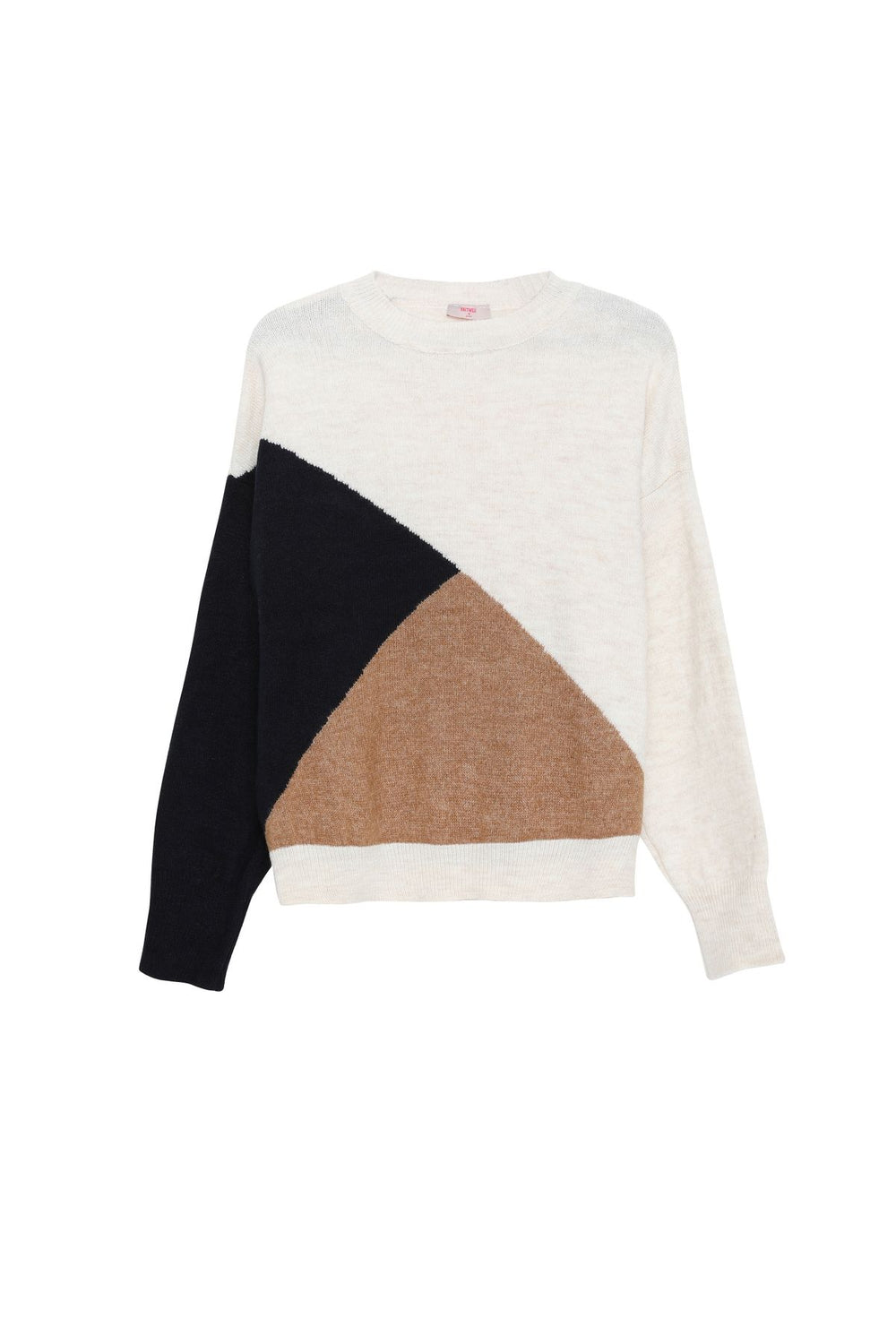 Color Block Knitwear Sweater Cream