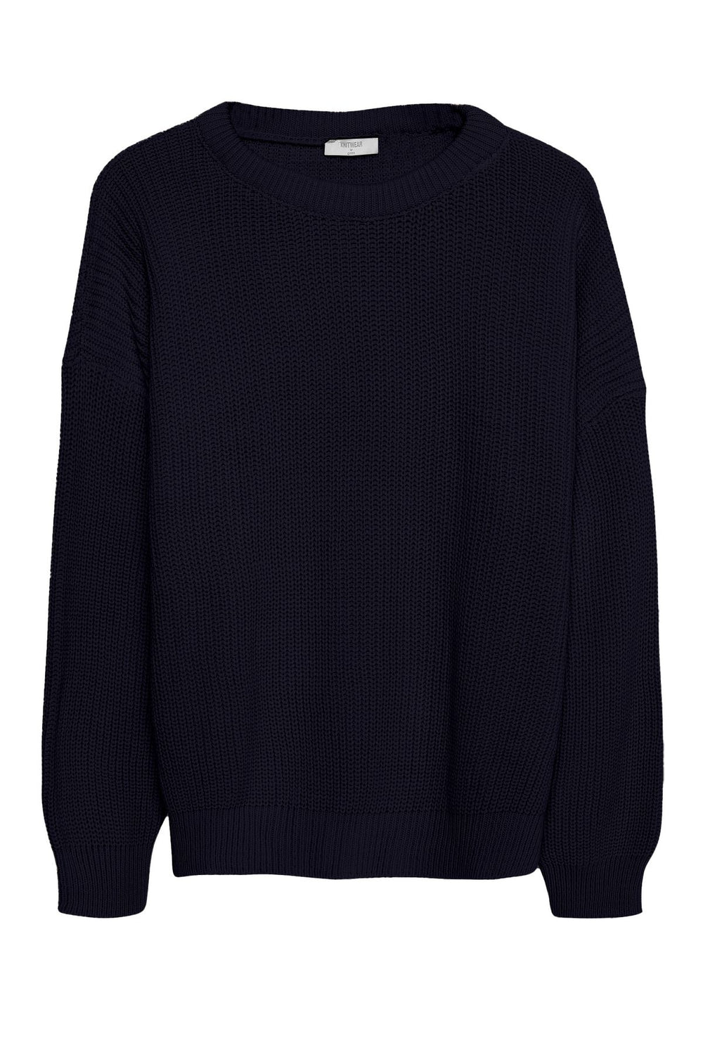 Crew Neck Knitted Sweater Navy Blue