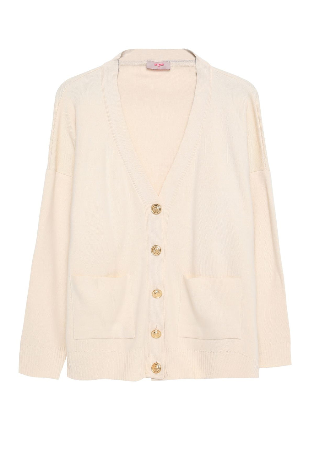 Pocket Detailed Buttoned Cardigan Cream