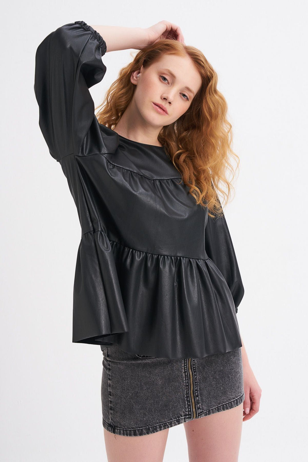 Leather Blouse Black