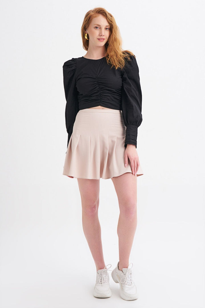 Balon Kol Gipeli Bluz Siyah