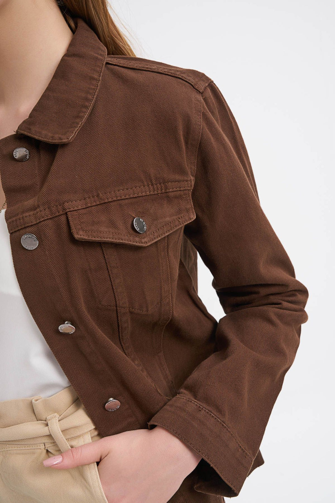Gabardine Denim Jacket Dark Brown