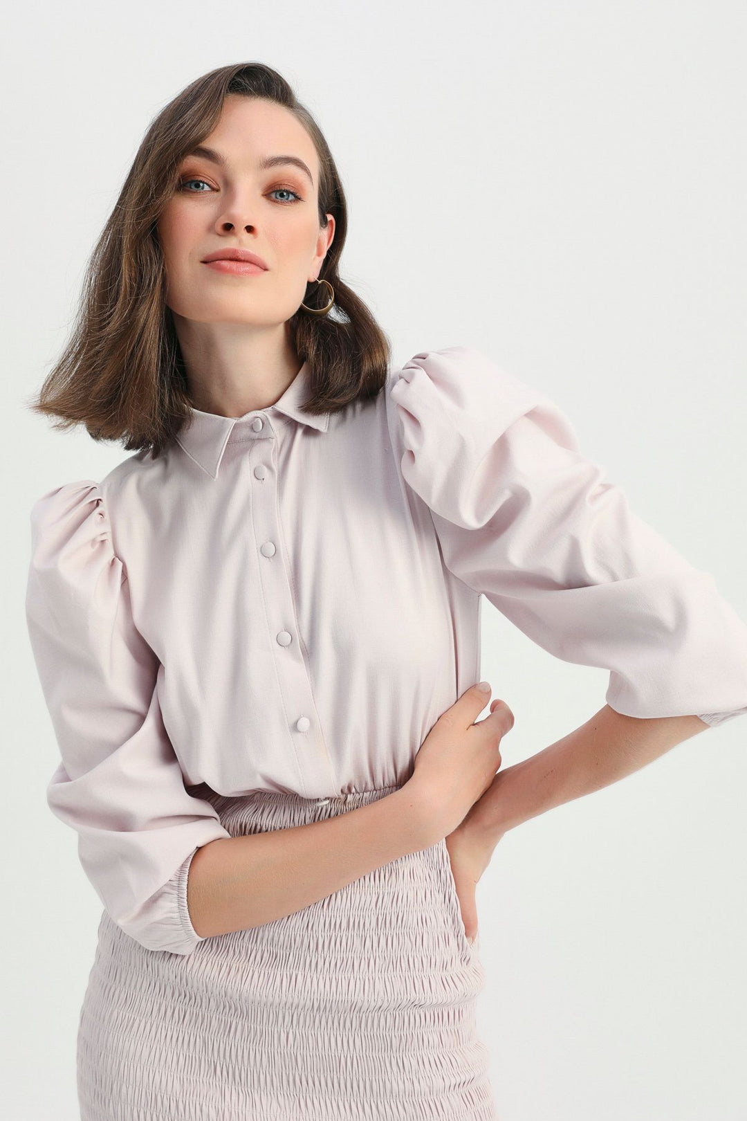 Balloon Sleeve Gipe Dress Lilac