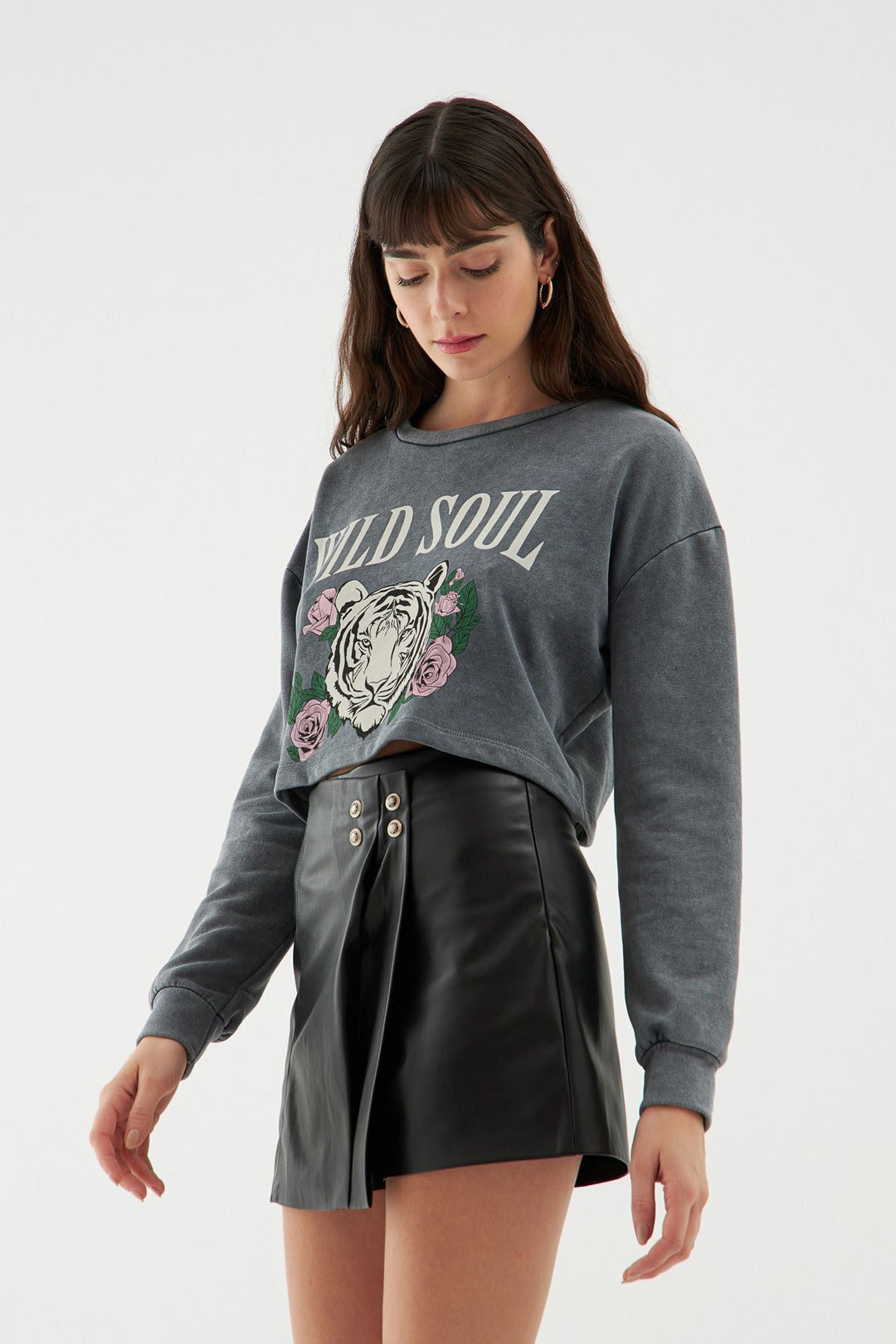 Mini Leather Short Skirt Black