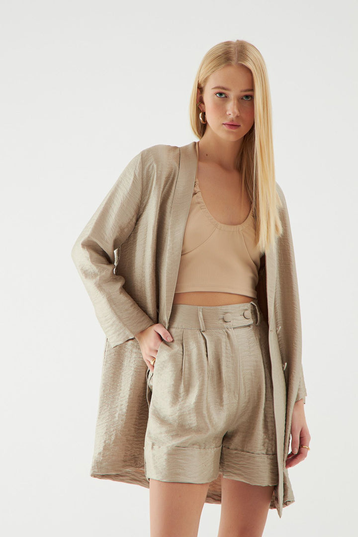 Long Blazer Jacket Beige