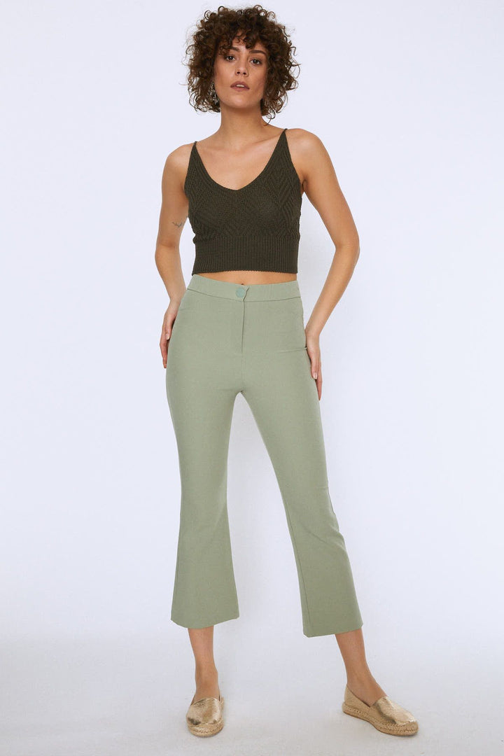 Rope Strap Crop Knitwear Khaki