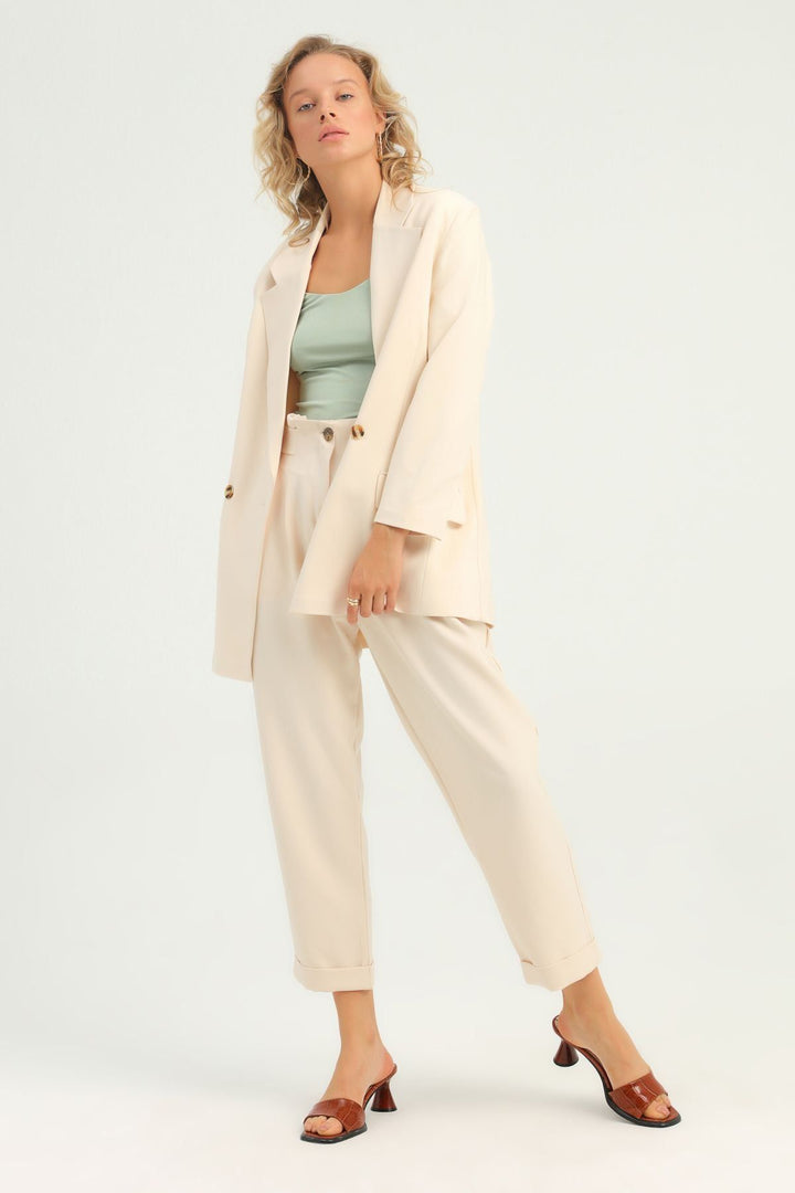 Double Breasted Blazer Jacket Bone