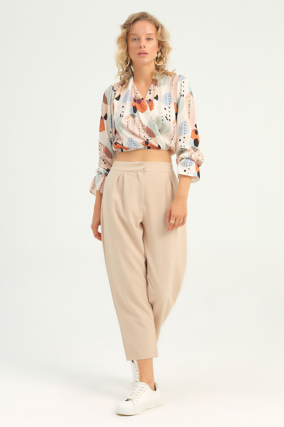 Patterned Double Breasted Blouse Ecru