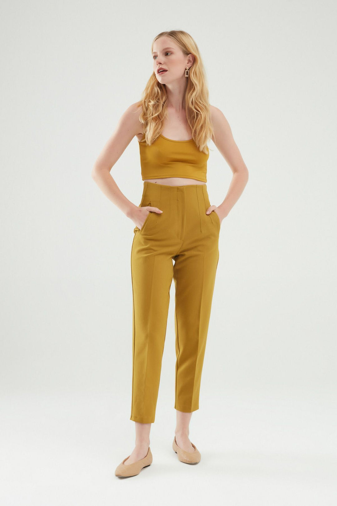 Plier Detailed Trousers Olive