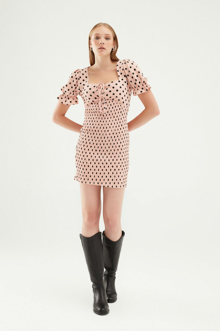 Gipeli Polka Dot Mini Dress Pink