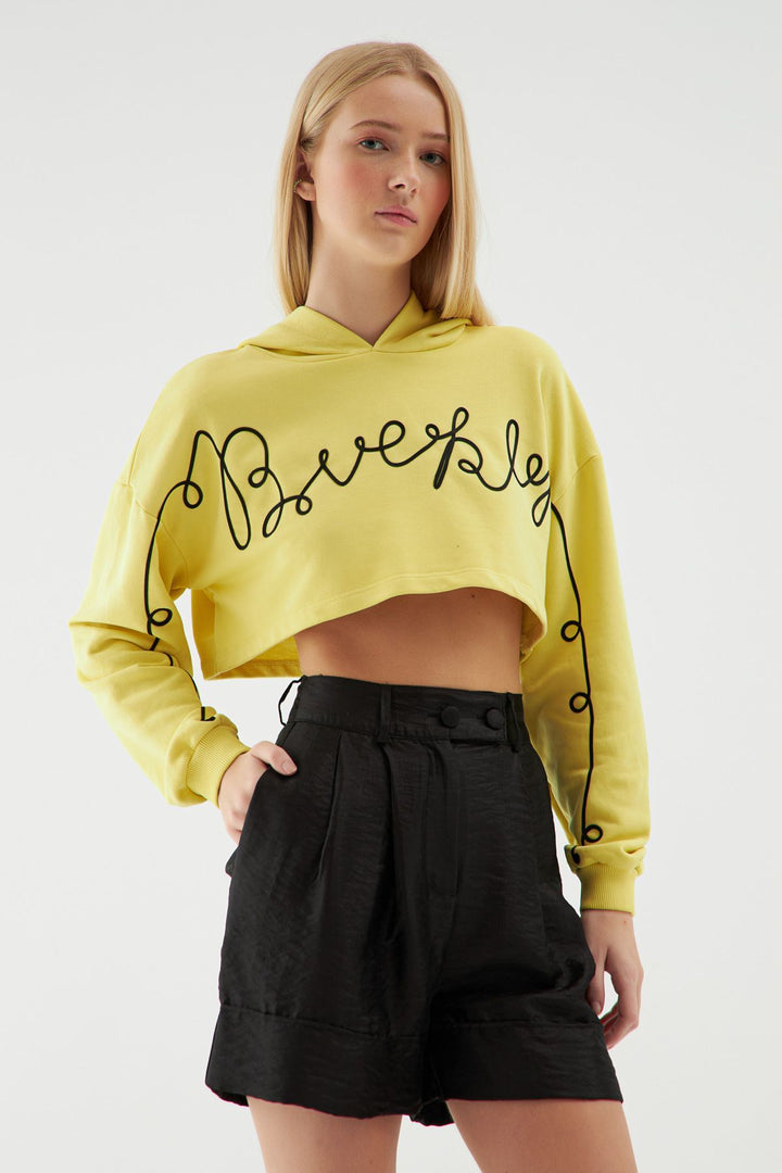 Hooded Crop Sweatshirt Yellow