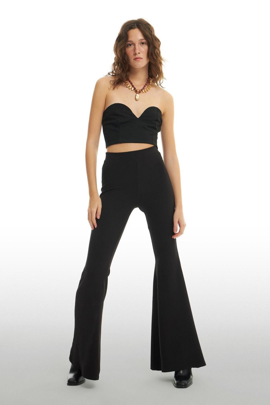 High Waist Flared Trousers Black