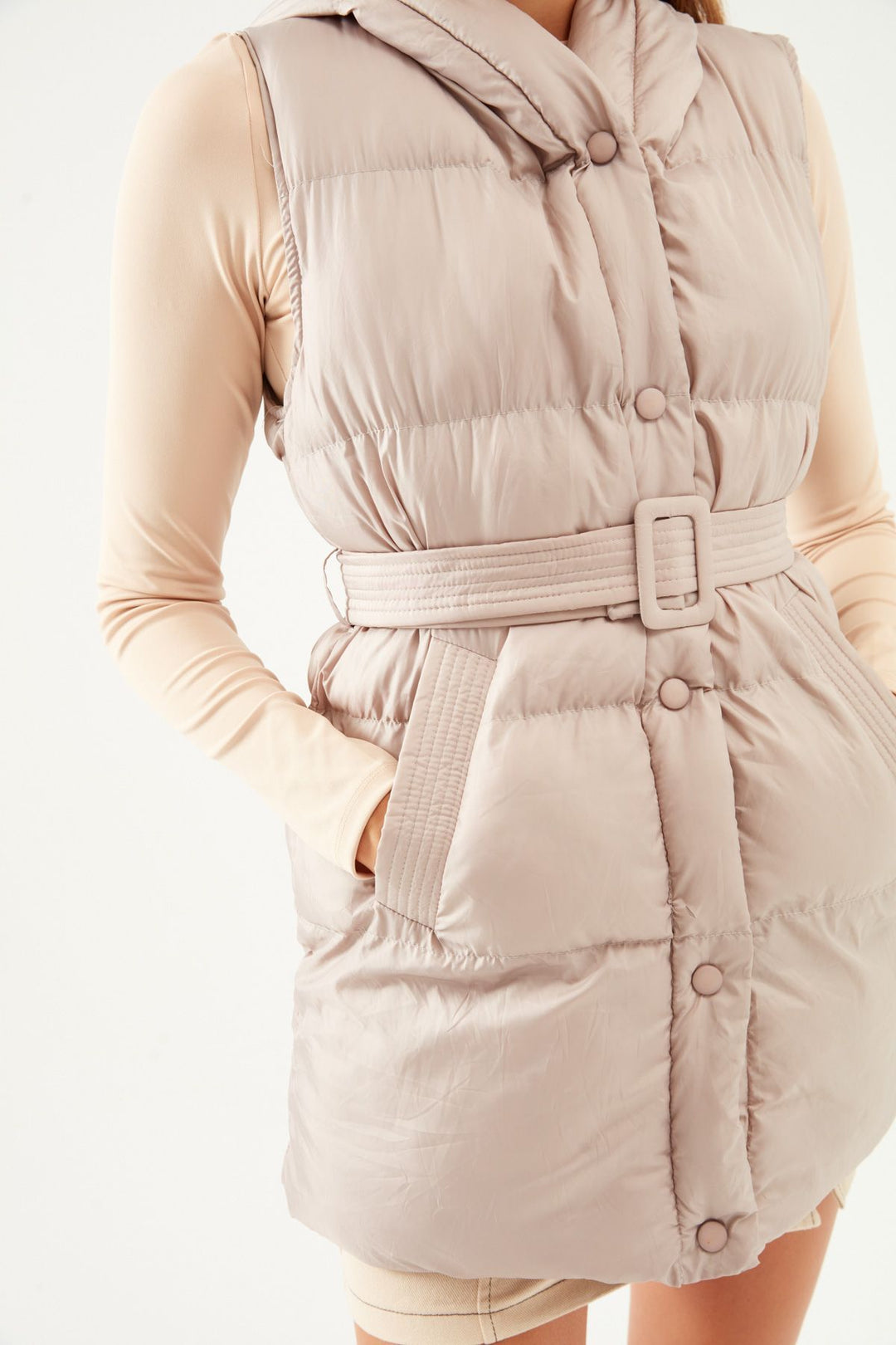 Hooded Arched Inflatable Vest Stone