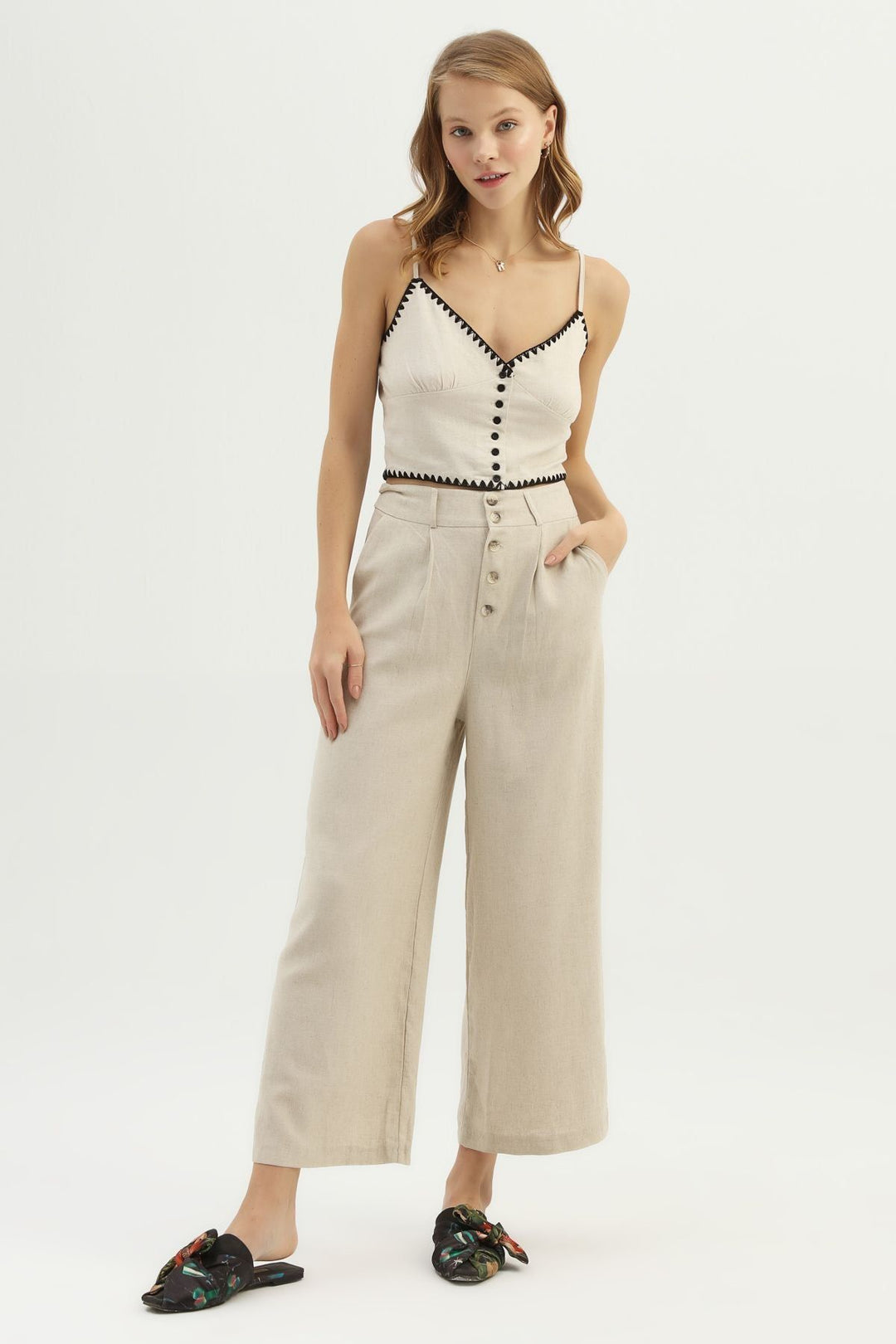 Keten Bol Pantolon Naturel