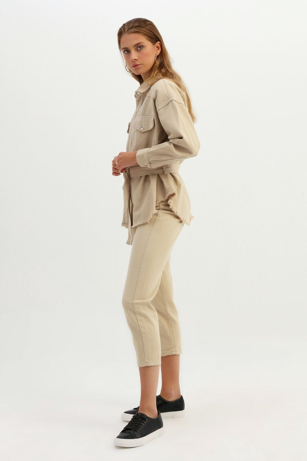 Belted Gabardine Jacket Beige